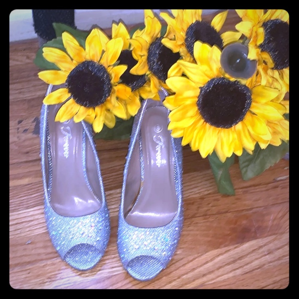 Forever Silver Wedge Heels